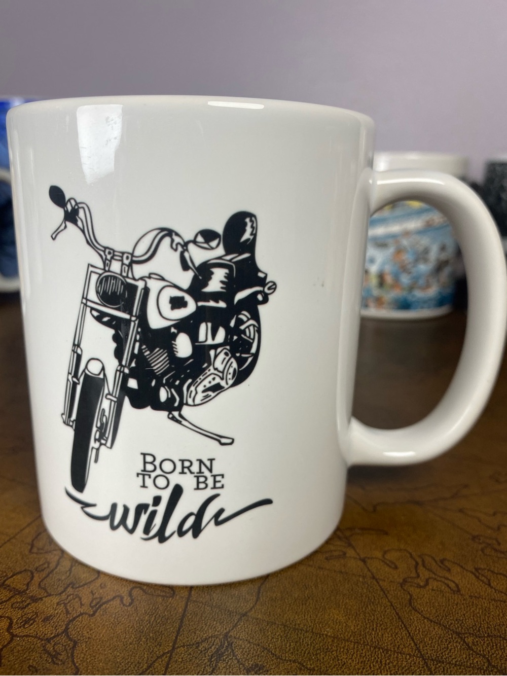 Orca Coatings Born to Be Wild Motorcycle White Ceramic Coffee Mug Cup 11oz
